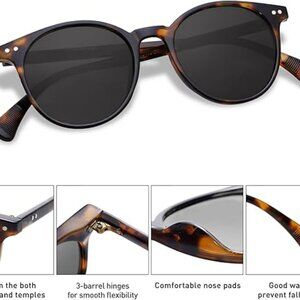 New Round Classic Polarized Sunglasses Women Men Vintage Style UV400 Lens